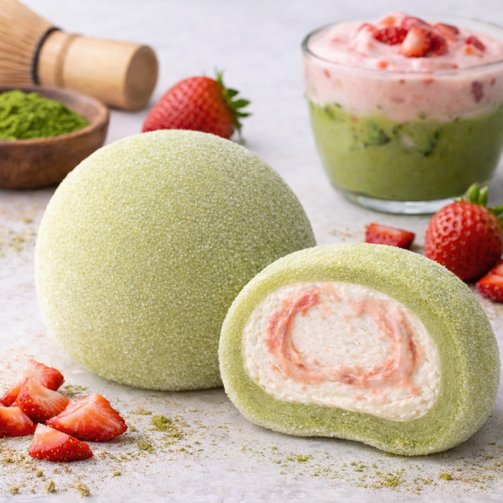 Strawberry Matcha Latte Mochi